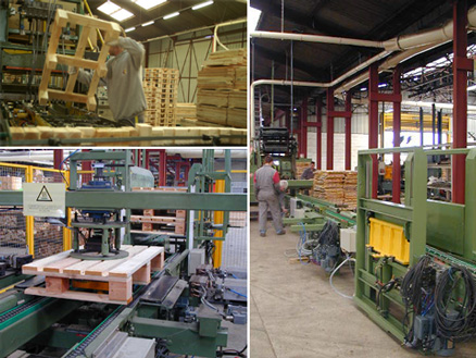production semi-automatisée de mini palettes bois